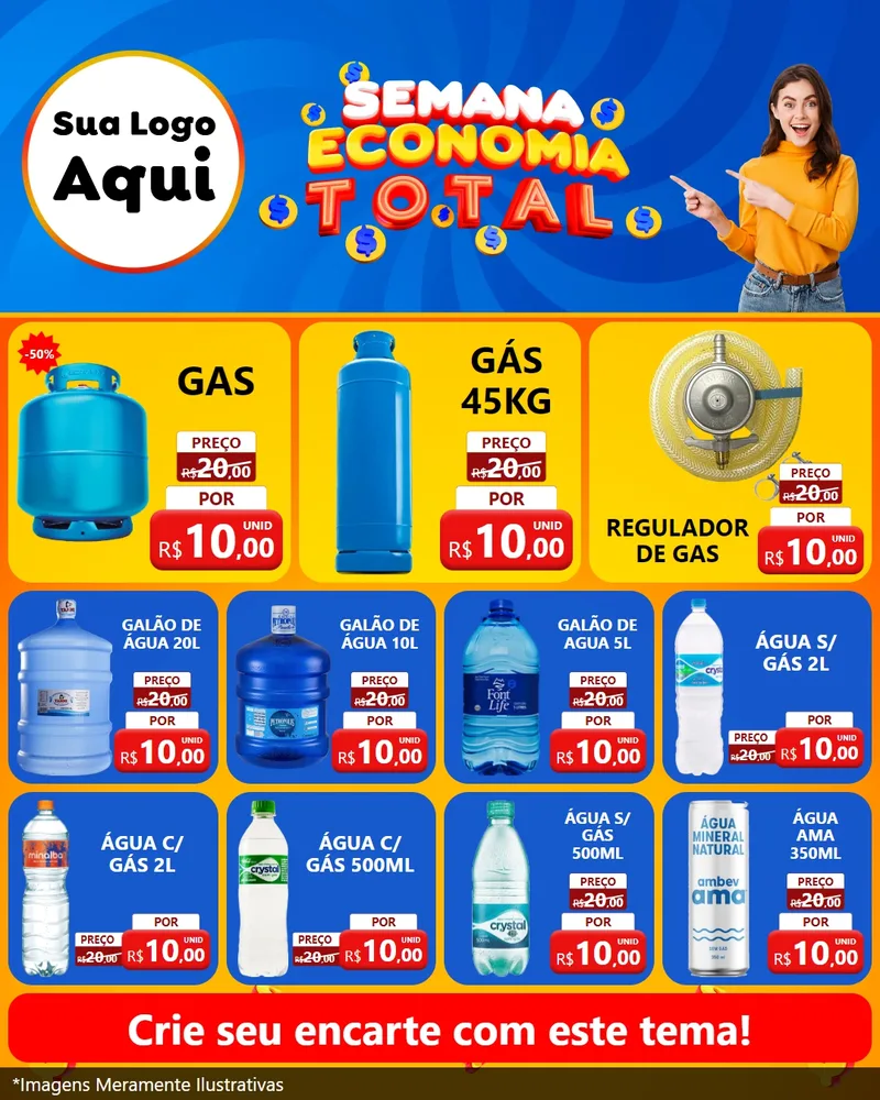 Modelo de Rede Social para Feed Instagram com o tema Semana Economia Total para Água e gás
