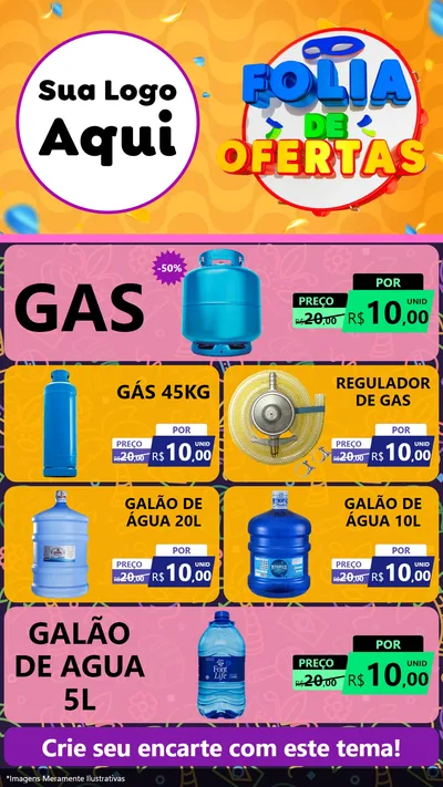 Modelo de TV para TV Vertical com o tema Folia de Ofertas para Água e gás
