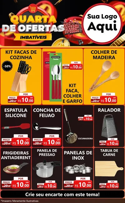 Modelo de Encarte para Encarte Grande com o tema Quarta de Ofertas Imbatíveis para Utilidades Domésticas
