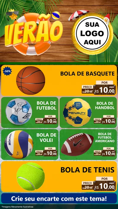 Modelo de TV para TV Vertical com o tema Verão para Artigos Esportivos