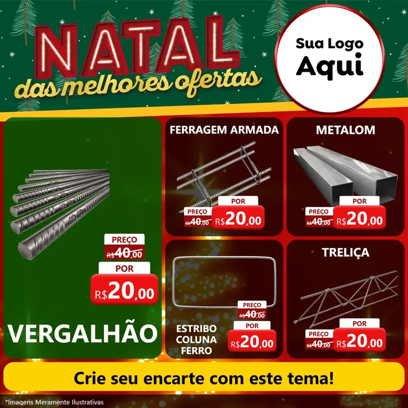 Modelo de Rede Social para Feed Facebook com o tema Natal das Melhores Ofertas para Ferragens