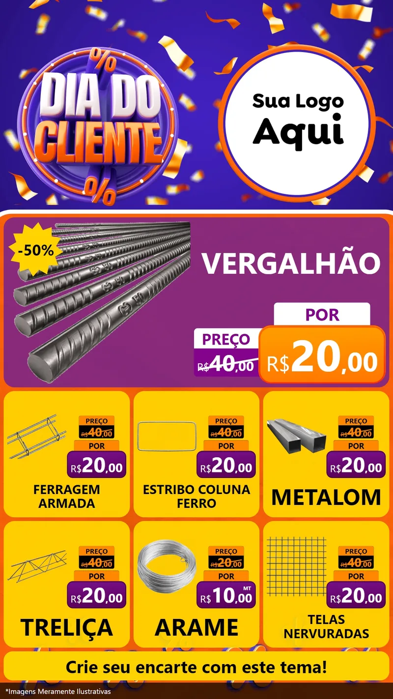Modelo de Rede Social para Stories com o tema Dia do Cliente para Ferragens