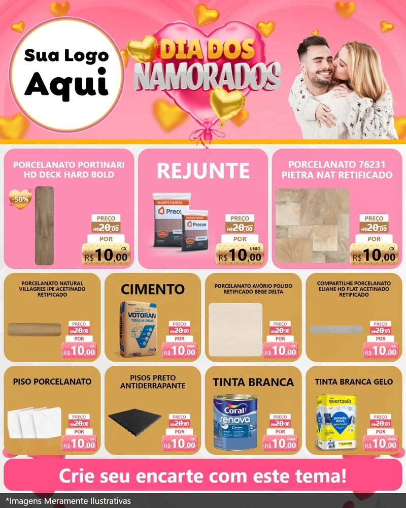 Modelo de Rede Social para Feed Instagram com o tema Dia dos Namorados para Pisos e revestimentos