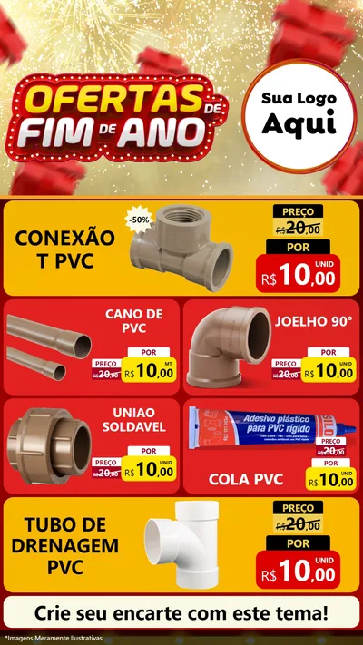 Modelo de TV para TV Vertical com o tema Ofertas de Fim de Ano para Tubos e conexões