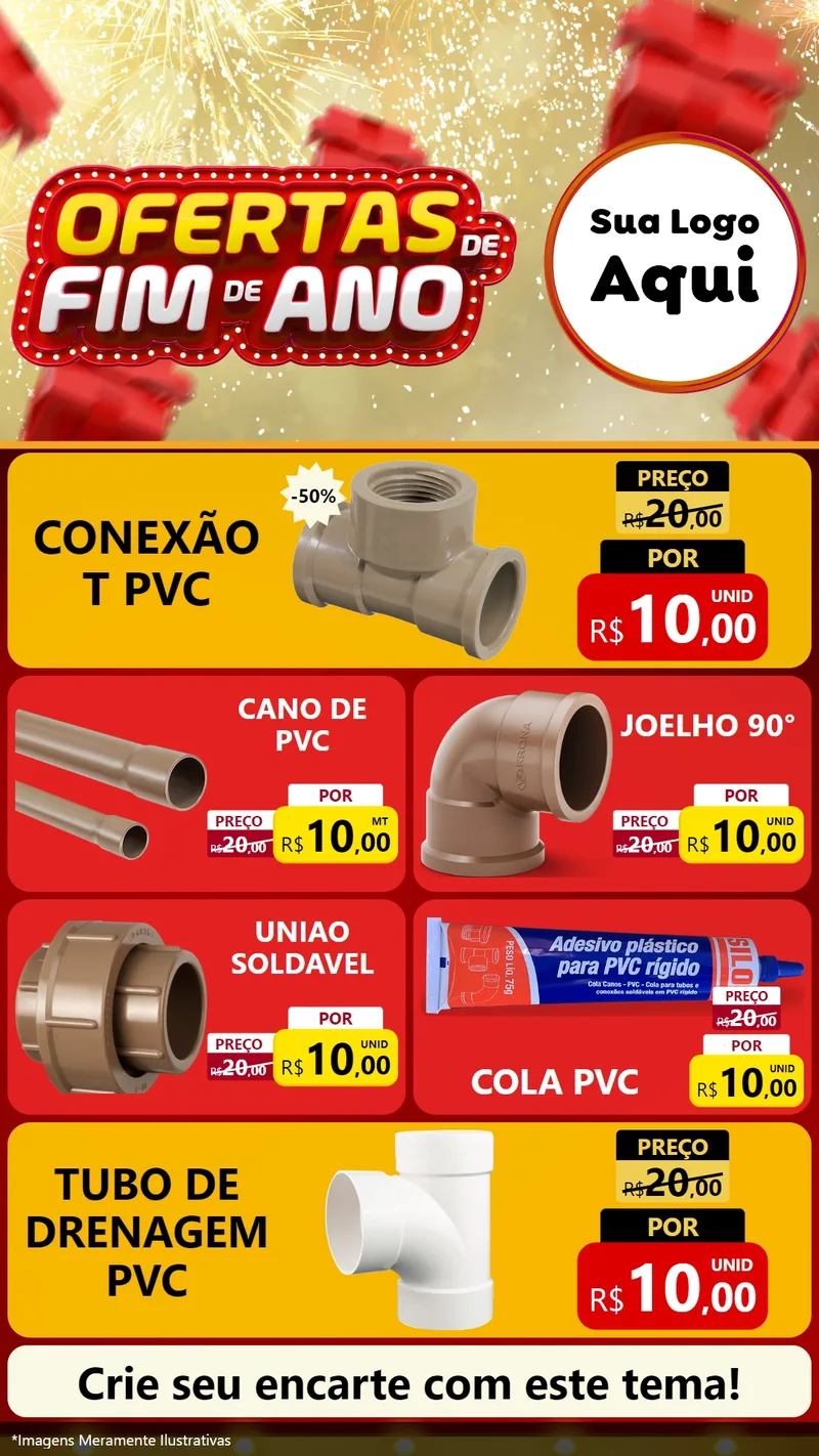 Modelo de TV para TV Vertical com o tema Ofertas de Fim de Ano para Tubos e conexões