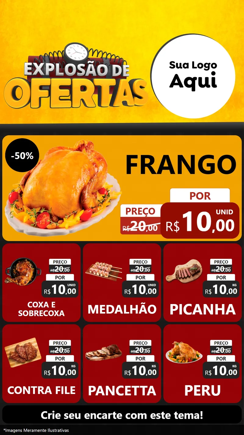Modelo de Rede Social para Stories com o tema Explosão de Ofertas para Assados