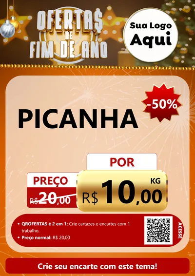 Modelo de Cartaz para Cartaz A4 Vertical com o tema Ofertas de Fim de Ano para Açougue
