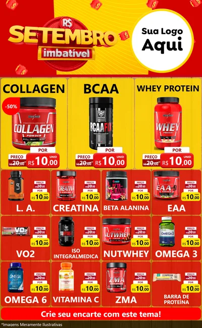 Modelo de Encarte para Encarte Grande com o tema Setembro Imbatível para Suplementos alimentares