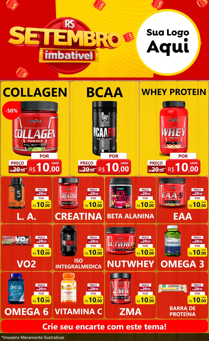 Modelo de Encarte para Encarte Grande com o tema Setembro Imbatível para Suplementos alimentares