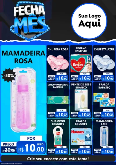 Modelo de Encarte para Encarte A4 Vertical com o tema Fecha Mês para Bebês