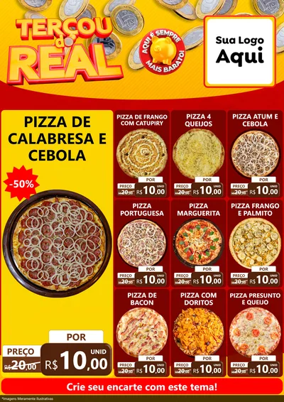 Modelo de Encarte para Encarte A4 Vertical com o tema Terçou do Real para Pizzaria