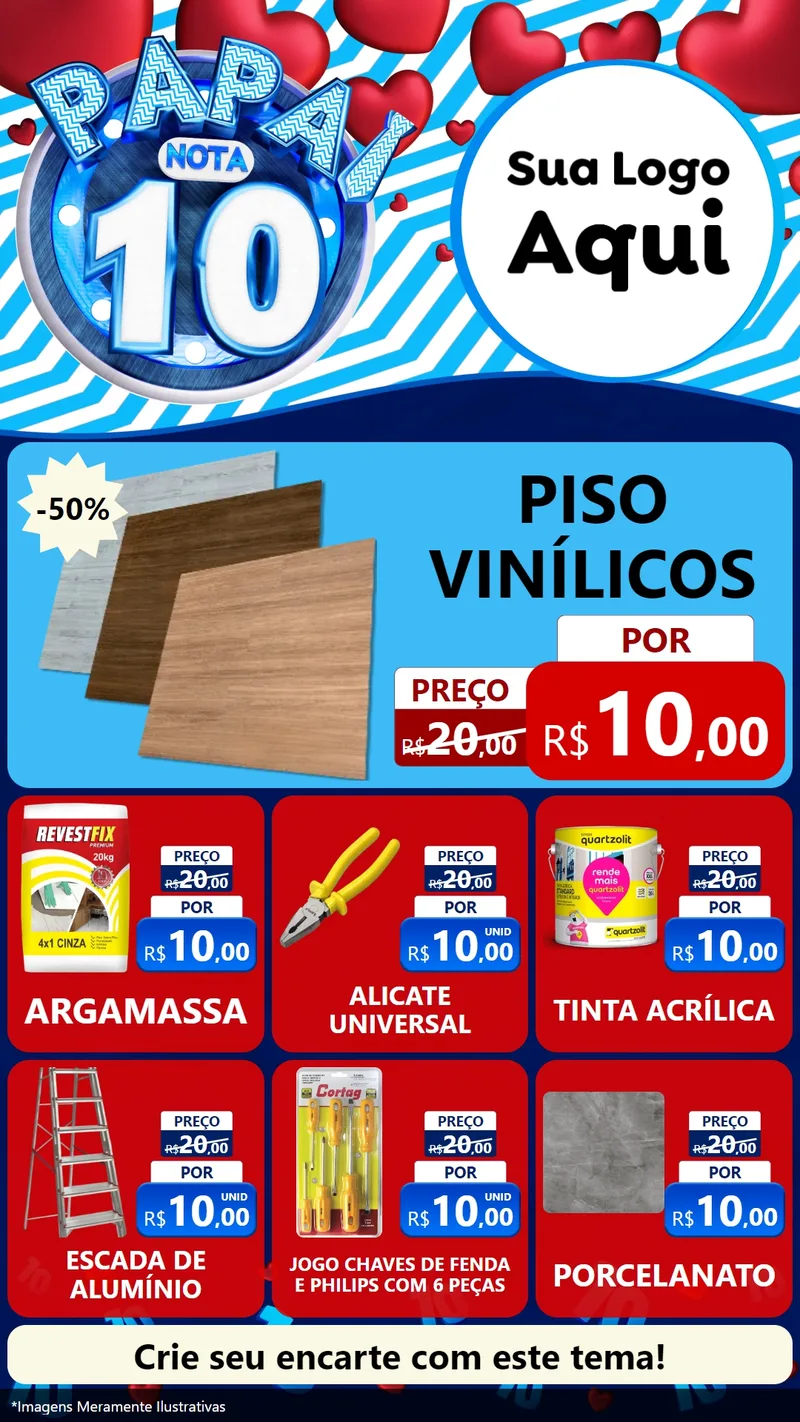 Modelo de Rede Social para Stories com o tema Papai Nota 10 para Material para Construção