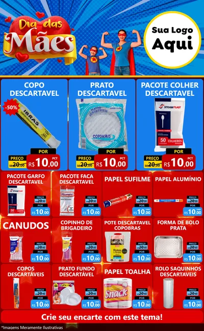 Modelo de Encarte para Encarte Grande com o tema Dia das Mães para Embalagens