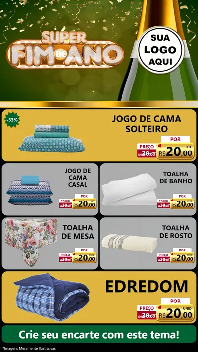 Modelo de TV para TV Vertical com o tema Super Fim de Ano para Cama, Mesa e Banho