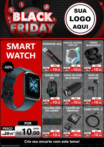 Modelo de Encarte para Encarte A4 Vertical com o tema Black Friday para Informática