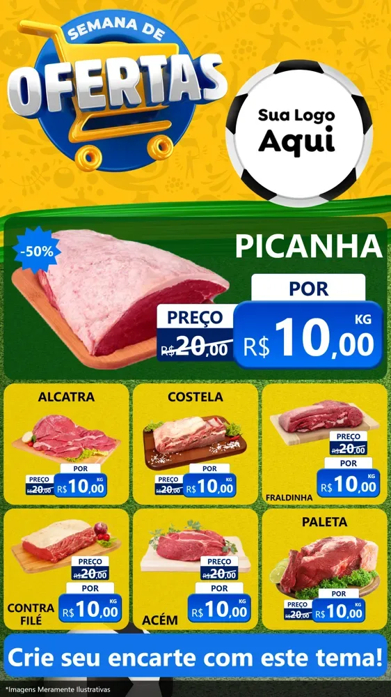 Modelo de Rede Social para Stories com o tema Semana de Ofertas - Copa para Açougue