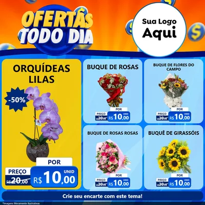 Modelo de Rede Social para Feed Facebook com o tema Ofertas Todo Dia para Floricultura e jardim