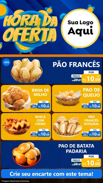 Modelo de TV para TV Vertical com o tema Hora da Oferta para Padaria