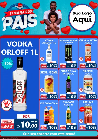 Modelo de Encarte para Encarte A4 Vertical com o tema Semana Dos Pais para Distribuidora de bebidas