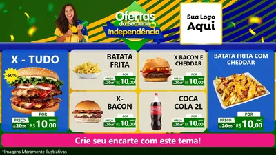 Modelo de TV para TV Horizontal com o tema Ofertas da Semana da Independência para Hamburgueria