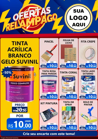 Modelo de Encarte para Encarte A4 Vertical com o tema Ofertas Relâmpago para Tintas e Ferramentas
