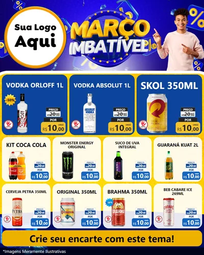 Modelo de Rede Social para Feed Instagram com o tema Março Imbatível para Distribuidora de bebidas