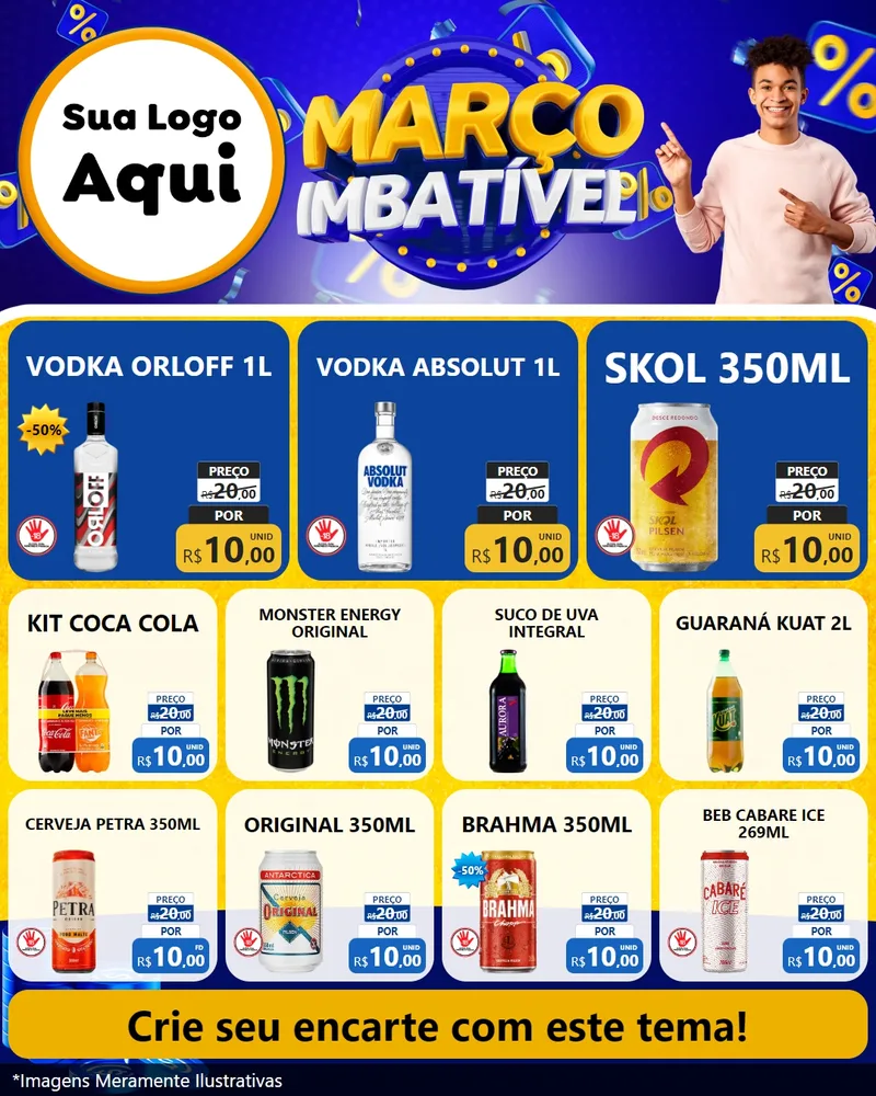 Modelo de Rede Social para Feed Instagram com o tema Março Imbatível para Distribuidora de bebidas