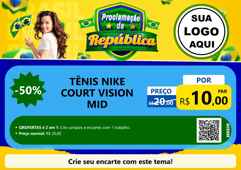 Modelo de Cartaz para Cartaz A4 Horizontal com o tema Proclamação da República para Calçados