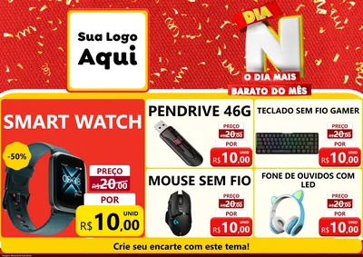 Modelo de Encarte para Encarte A4 Horizontal com o tema Dia N o Dia Mais Barato do Mês para Informática