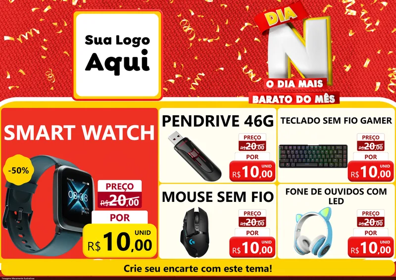 Modelo de Encarte para Encarte A4 Horizontal com o tema Dia N o Dia Mais Barato do Mês para Informática