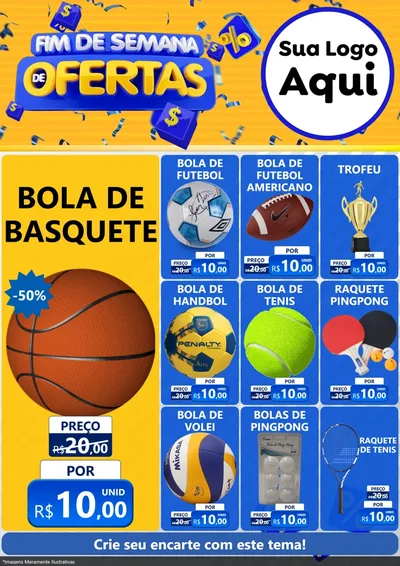 Modelo de Encarte para Encarte A4 Vertical com o tema Fim de Semana de Ofertas para Artigos Esportivos