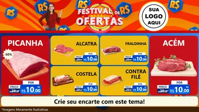 Modelo de TV para TV Horizontal com o tema Festival de Ofertas para Açougue