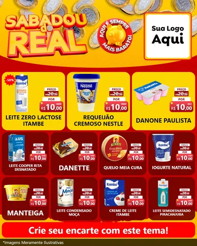 Modelo de Rede Social para Feed Instagram com o tema Sabadou do Real para Frios e Laticínios