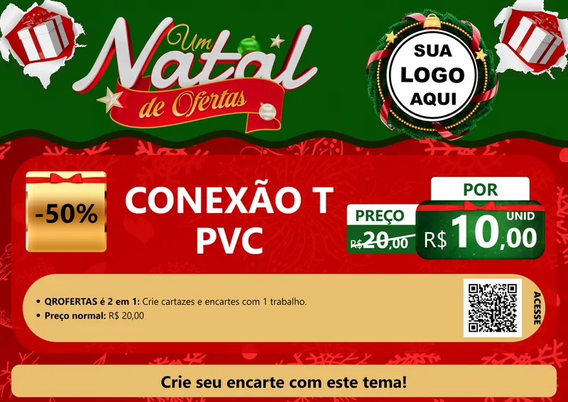 Modelo de Cartaz para Cartaz A4 Horizontal com o tema Um Natal de Ofertas para Tubos e conexões