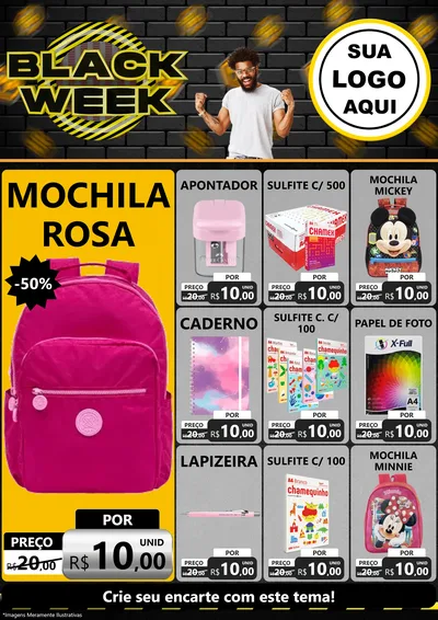 Modelo de Encarte para Encarte A4 Vertical com o tema Black Week para Papelaria