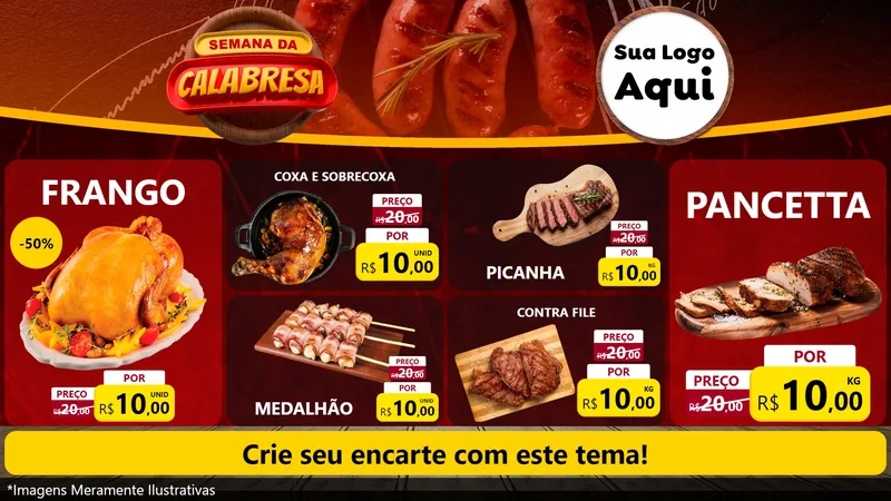 Modelo de TV para TV Horizontal com o tema Semana da Calabresa para Assados