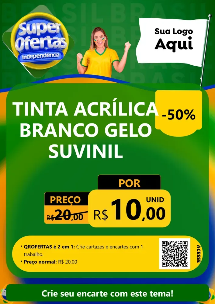 Modelo de Cartaz para Cartaz A4 Vertical com o tema Super Ofertas de Independência para Tintas e Ferramentas