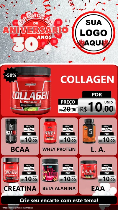 Modelo de Rede Social para Stories com o tema Promoção de Aniversário - 30 Anos para Suplementos alimentares