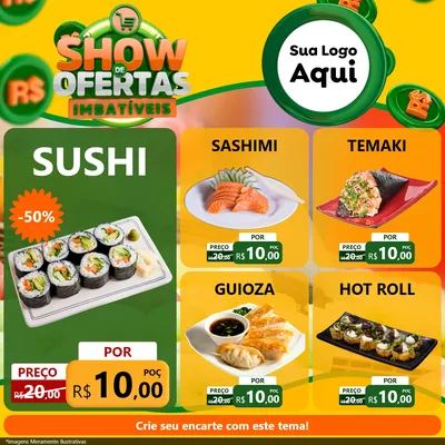 Modelo de Rede Social para Feed Facebook com o tema Show de Ofertas Imbatíveis para Comida japonesa