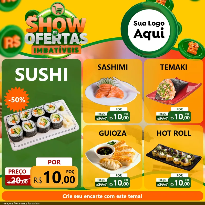 Modelo de Rede Social para Feed Facebook com o tema Show de Ofertas Imbatíveis para Comida japonesa