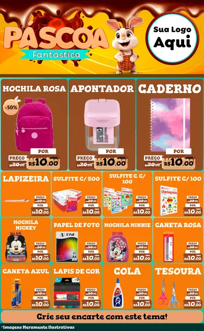 Modelo de Encarte para Encarte Grande com o tema Páscoa Fantástica para Papelaria