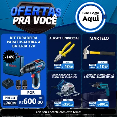 Modelo de Rede Social para Feed Facebook com o tema Ofertas Para Você - Auto e Motopeças para Maquinas e Ferramentas