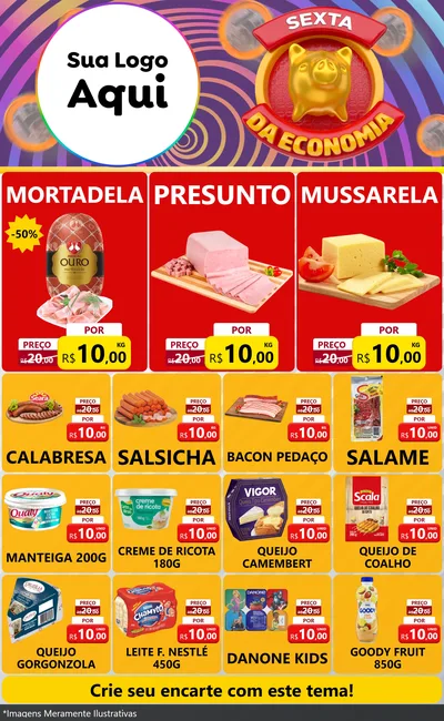Modelo de Encarte para Encarte Grande com o tema Sexta da Economia para Frios e Laticínios