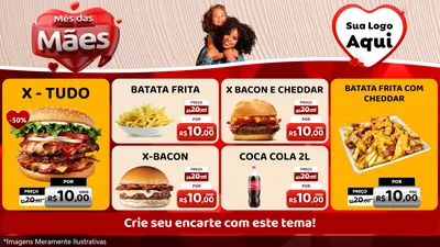 Modelo de TV para TV Horizontal com o tema Mês das Mães para Hamburgueria