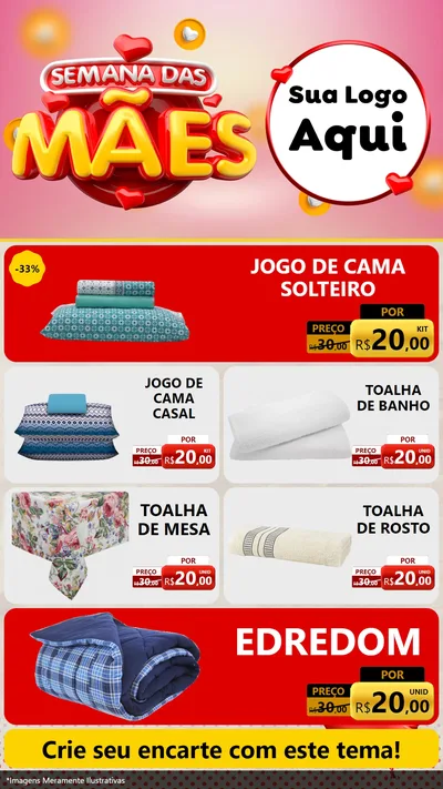 Modelo de TV para TV Vertical com o tema Semana das Mães para Cama, Mesa e Banho
