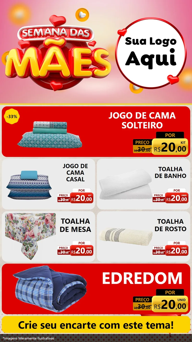Modelo de TV para TV Vertical com o tema Semana das Mães para Cama, Mesa e Banho