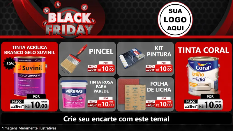 Modelo de TV para TV Horizontal com o tema Black Friday para Tintas e Ferramentas