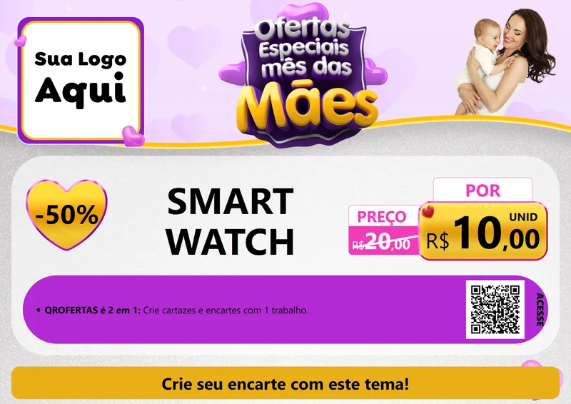 Modelo de Cartaz para Cartaz A4 Horizontal com o tema Ofertas Especiais - Mês das Mães para Informática