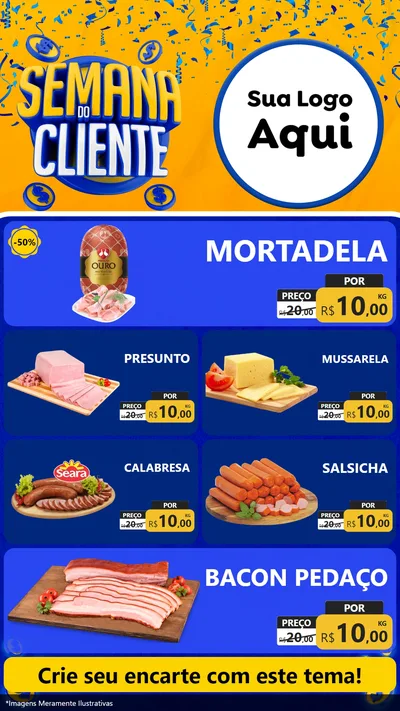 Modelo de TV para TV Vertical com o tema Semana do Cliente para Frios e Laticínios