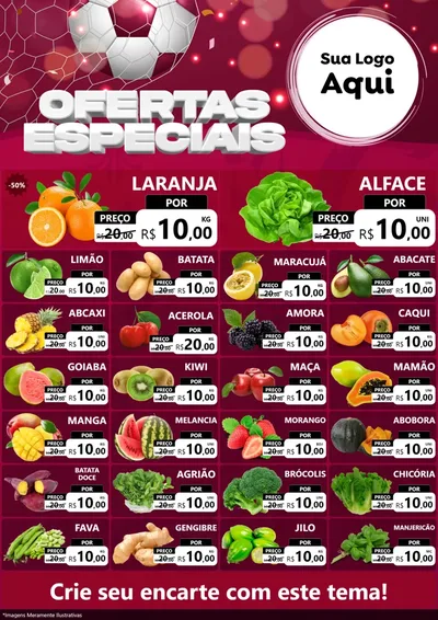 Modelo de Encarte para Encarte A4 Vertical com o tema Ofertas Especiais - Futebol para Hortifrúti